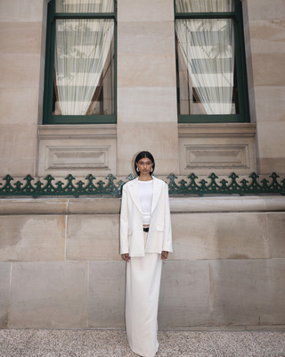 Tailored Business Skirt in Bone