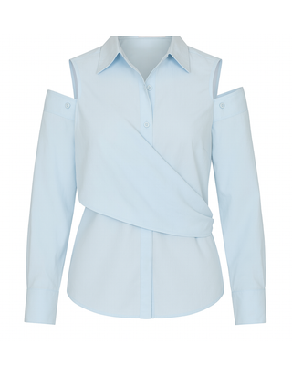 Deconstructed Wrap Shirt in Powder Blue