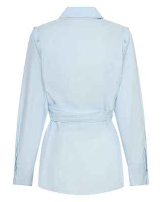 Deconstructed Wrap Shirt in Powder Blue