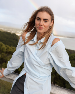 Deconstructed Wrap Shirt in Powder Blue