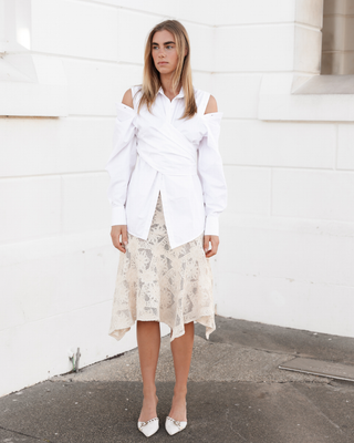 Deconstructed Wrap Shirt in White