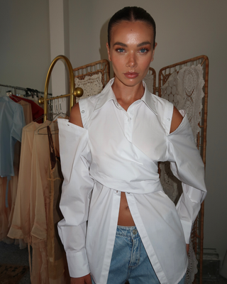 Deconstructed Wrap Shirt in White