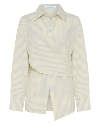 Vacanza Wrap Shirt in Pinstripe