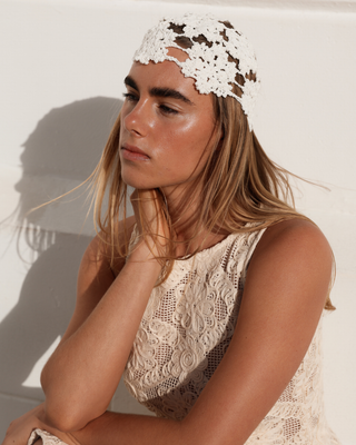 Luna Crochet Cap in White