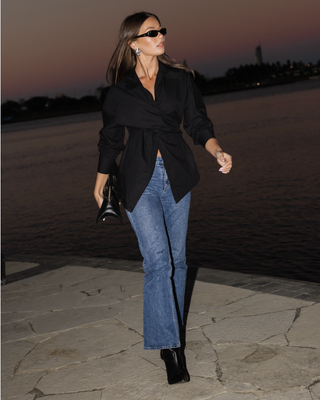 Vacanza Wrap Shirt in Noir