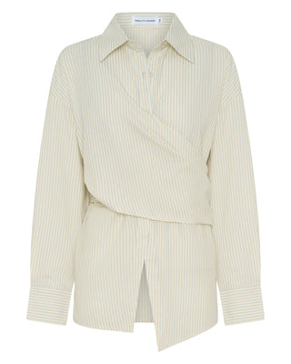 Vacanza Wrap Shirt in Pinstripe
