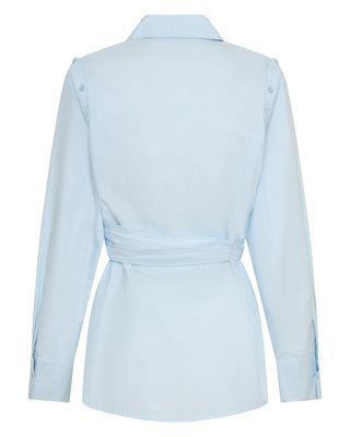 Deconstructed Wrap Shirt in Powder Blue