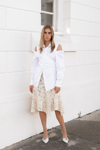 Deconstructed Wrap Shirt in White