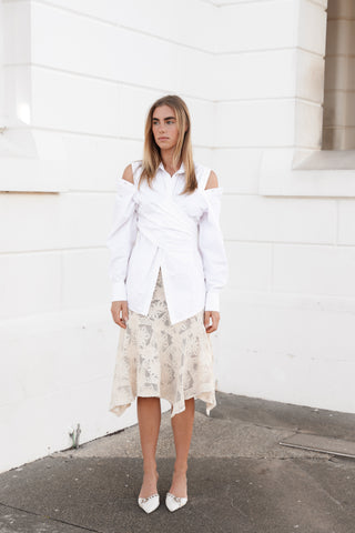 Deconstructed Wrap Shirt in White